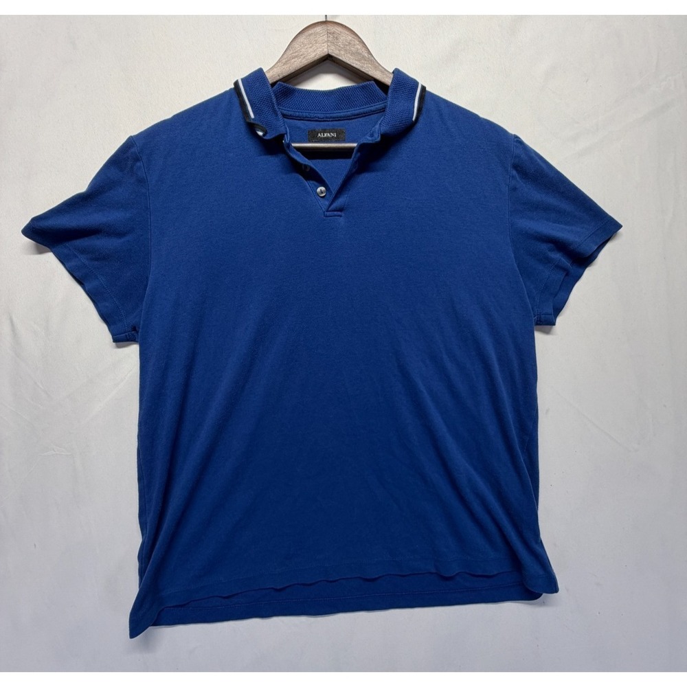 Alfani Polo Shirt Mens Large Royal Blue Tipped Collar Performance Golf Tennis